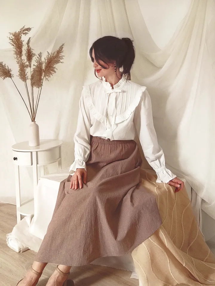 Victorian cotton women's set blouse+skirt/ Custom summer set any sizes XS-3XL