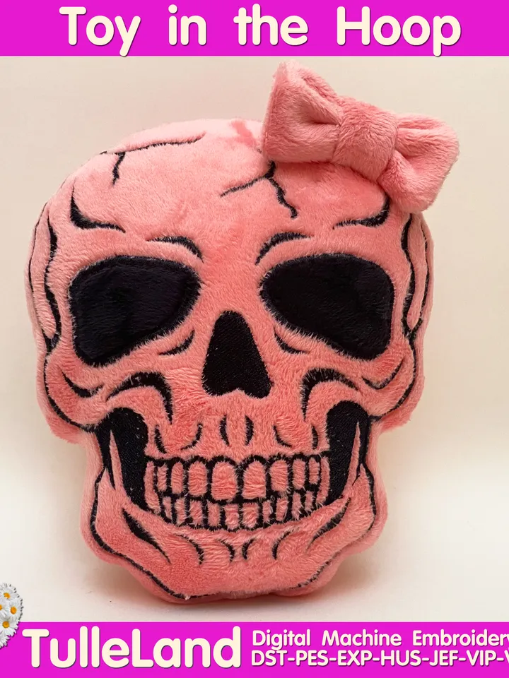 In The Hoop Machine Embroidery design ITH Halloween Scull Ghost Zombie Sceleton toy soft stuffed in the Hoop ITH Pattern.