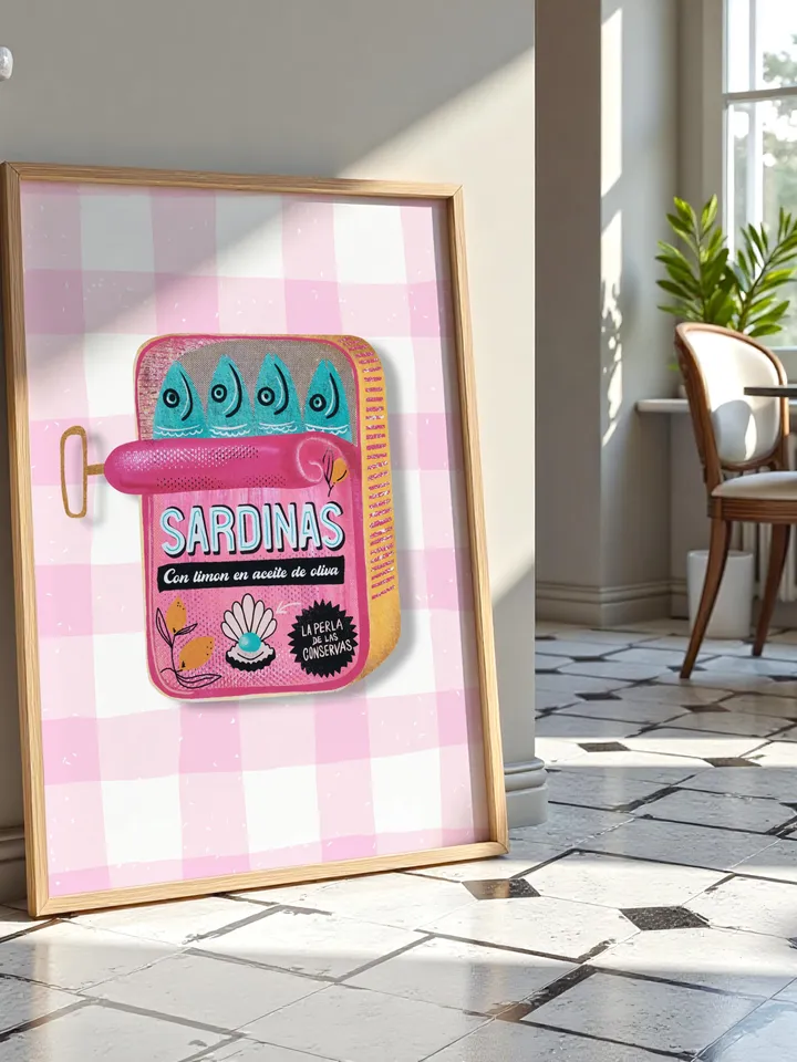 Sardines Print Sardine Tin Vintage Poster Retro Sardine Wall Art Fish Print Eclectic Wall Art Colorful Kitchen Art Maximalist Poster Digital
