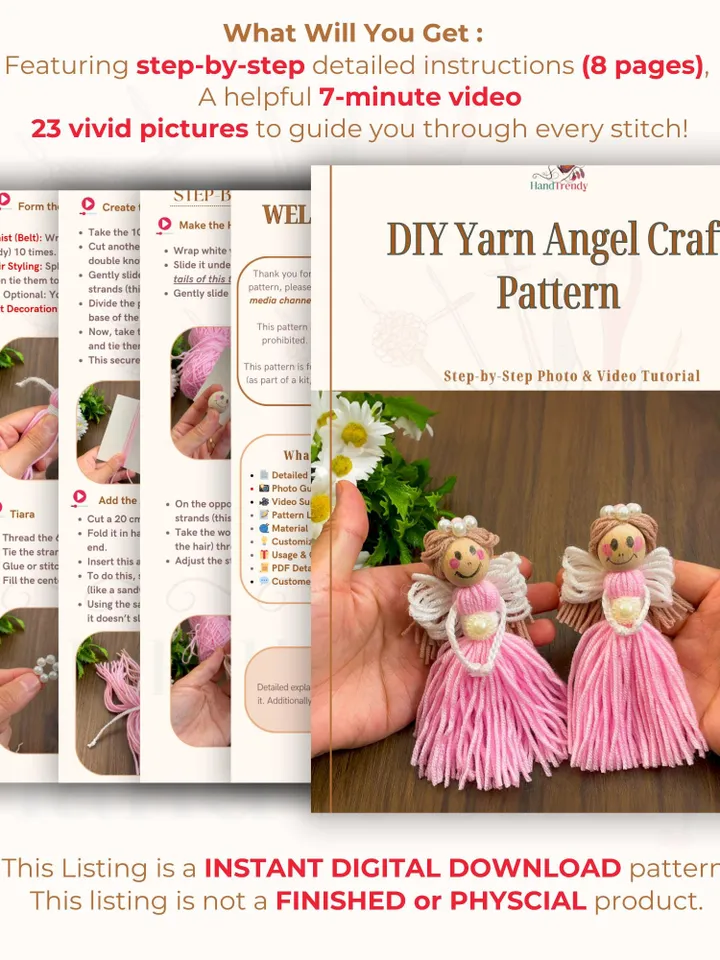 DIY Yarn Angel Craft Pattern Tutorial, Beginner-Friendly Easy Yarn Angel Pattern for Beautiful Handmade Holiday Decorations & Gifts