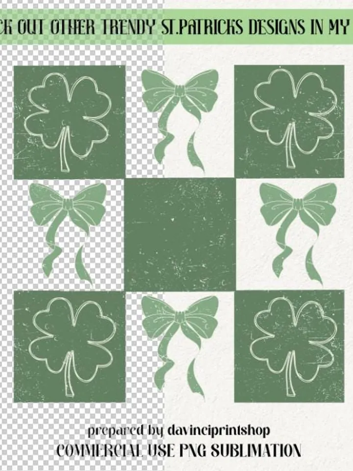 Retro Checkered St Patrick's Day PNG, Lucky Shamrock PNG, Retro St Patrick's Day PNG, St Patricks Coquette Png, Lucky Png, Irish Png, Clover