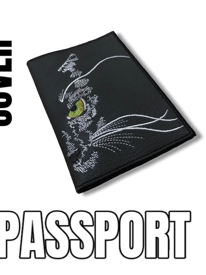 Cat passport cover in the hoop machine embroidery design ITH digital embroidery pattern animal embroidery motif