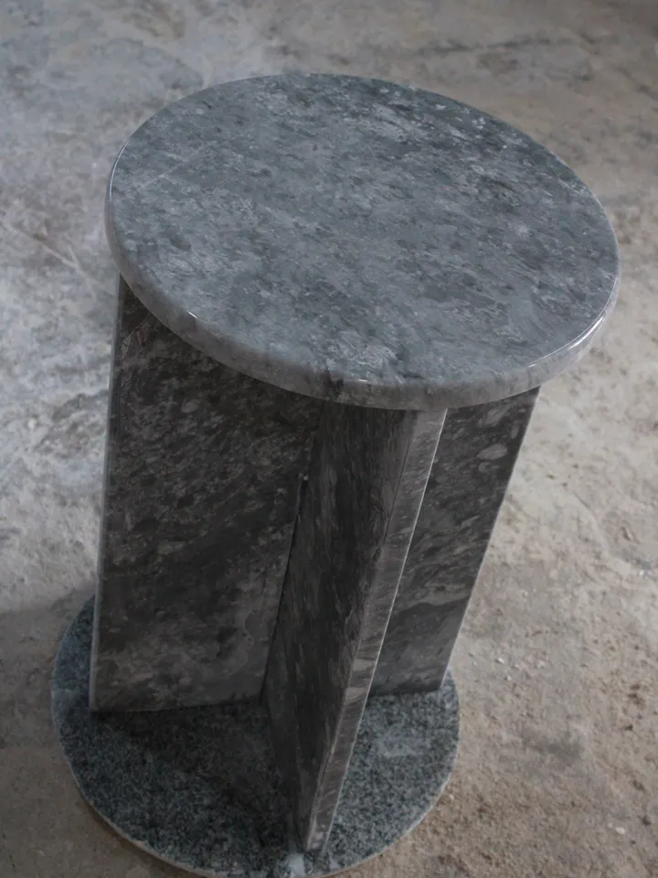 Silver marble side table mini model,nightstand, handmade free shipping, gray marble