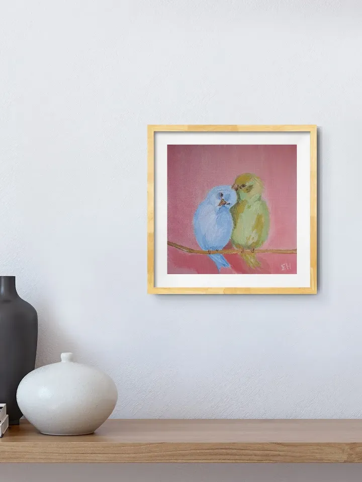 Parrots oil painting Birds wall art Love birds painting