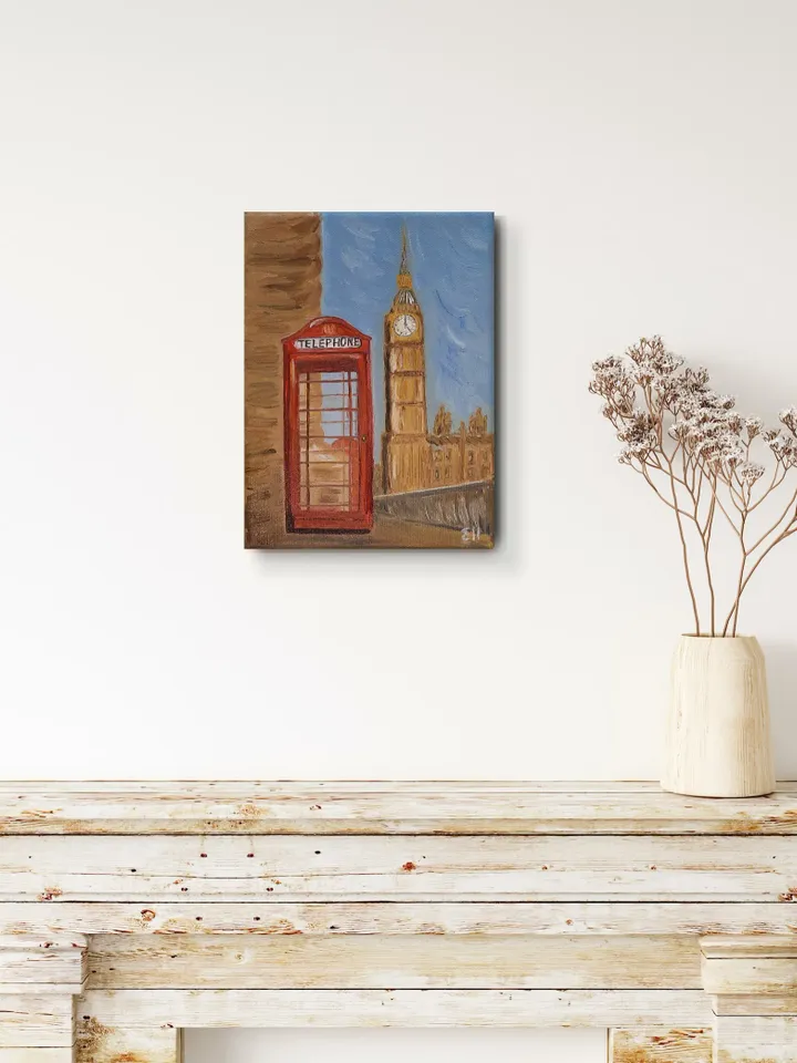 London oil painting Telephone booths for wall Big ben painting