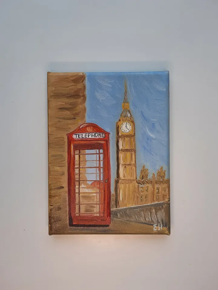 London oil painting Telephone booths for wall Big ben painting