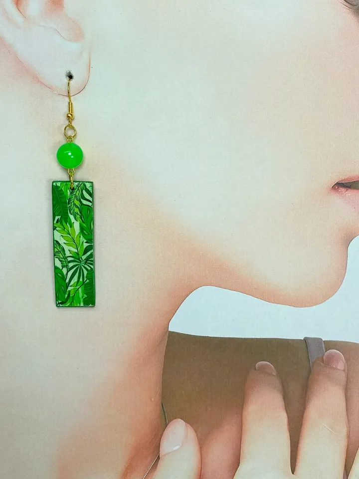 Earrings with luminous beads. Handmade jewelry.