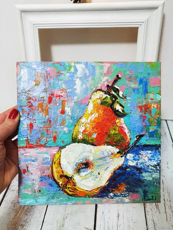 Juicy pears oil painting
