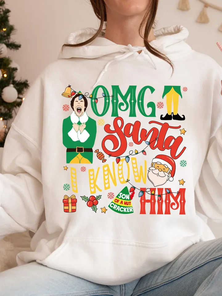 The Elf OMG! Santa I know him! Retro Christmas Movie png sublimation, Digital File / Sublimation Design Download / PNG / Elf Christmas Movie