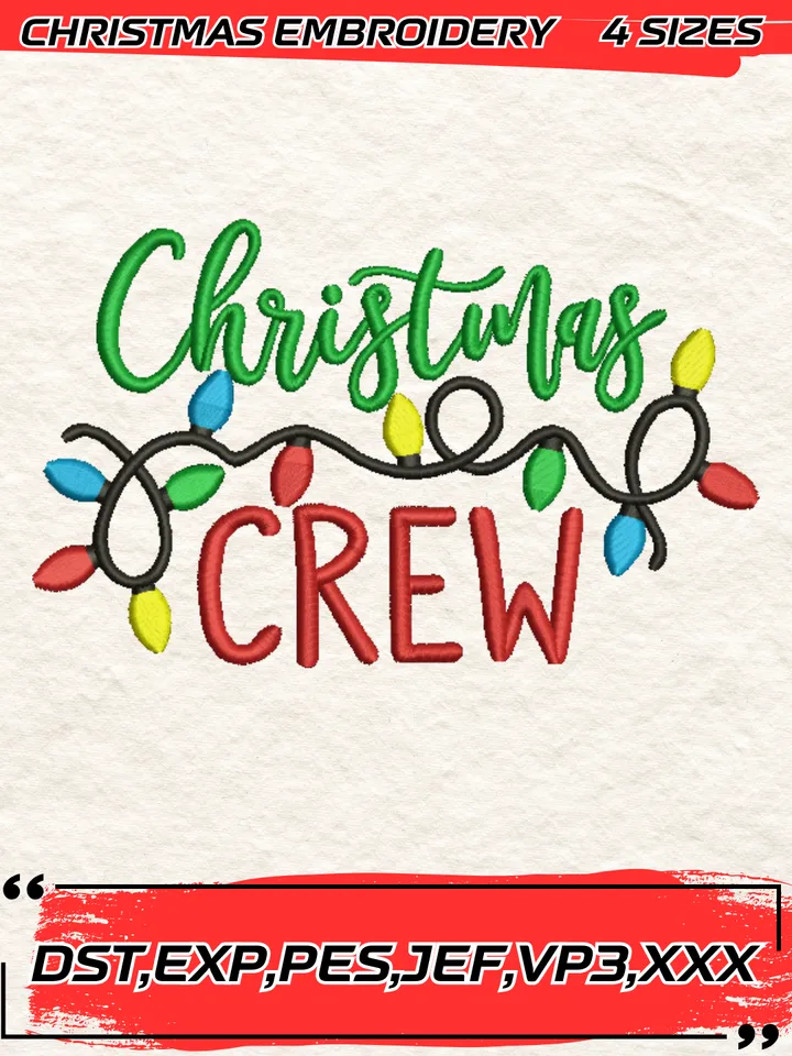 Christmas Crew Embroidery Design,Christmas Embroidery Design,4 Sizes, Digital Download #2