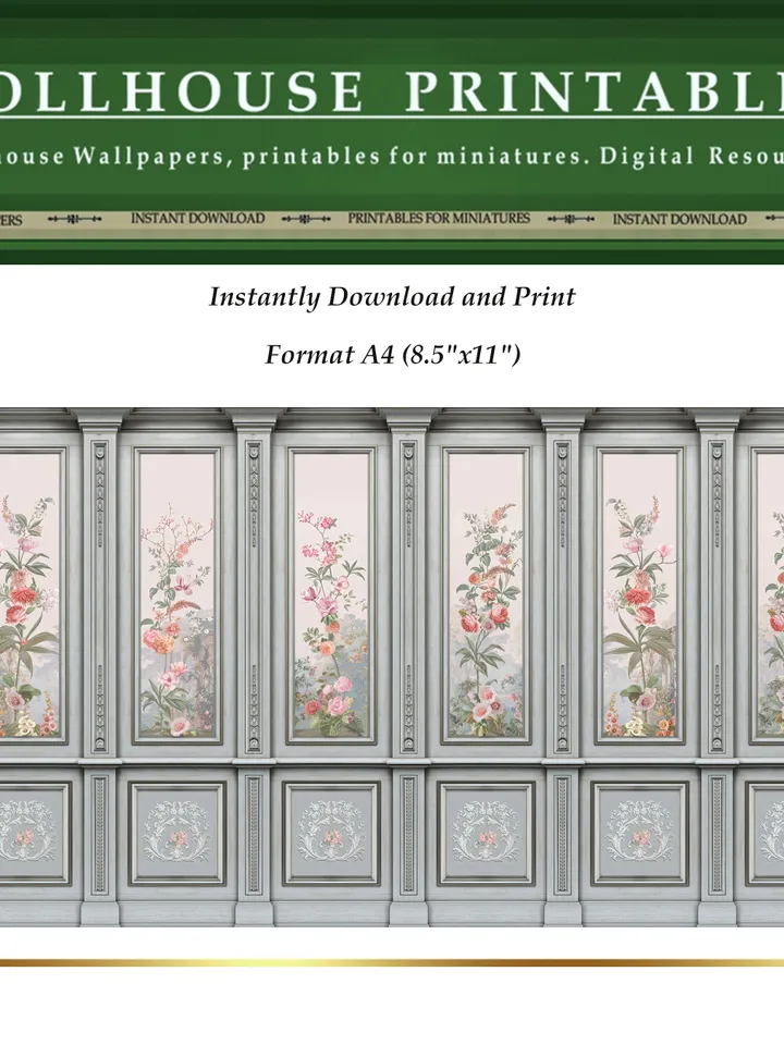 Wallpapers- Set 12 | Printables for Dollhouses and Unique Miniature Projects | Digital Downloads | in Scale 1/12th