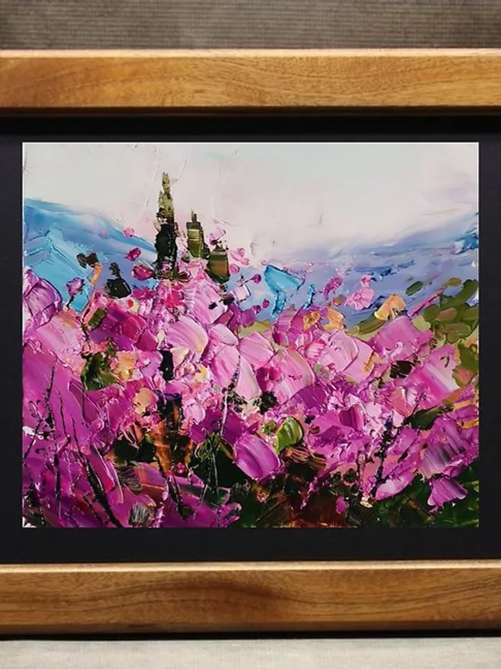 Sakura Painting Original Art Small Impasto Oil Painting Floral Artwork 微型油画 掛畫