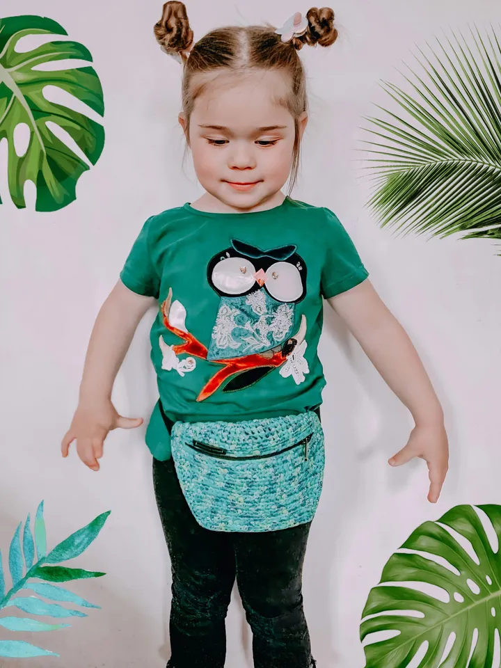 Fanny pack with raffia yarn, toddler kids crochet purse bag, crochet belt bag, bag from raffia, crochet boho hip bag, bum bag