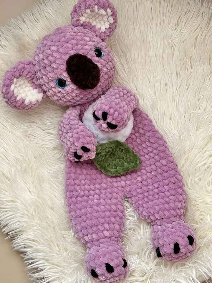Crochet koala snuggler pattern Amigurumi koala lovey pattern Crochet koala cuddle toy tutorial