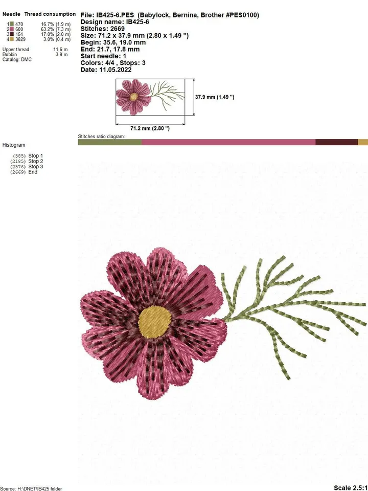 Set of spring flowers with 3D elements Floral pattern Flower machine embroidery design 3D floral motif 3D flowers digital pattern clothing