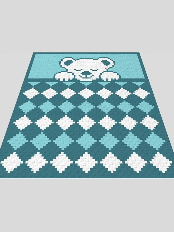 Sleeping Bear Crochet C2C graphgan baby blanket pattern PDF