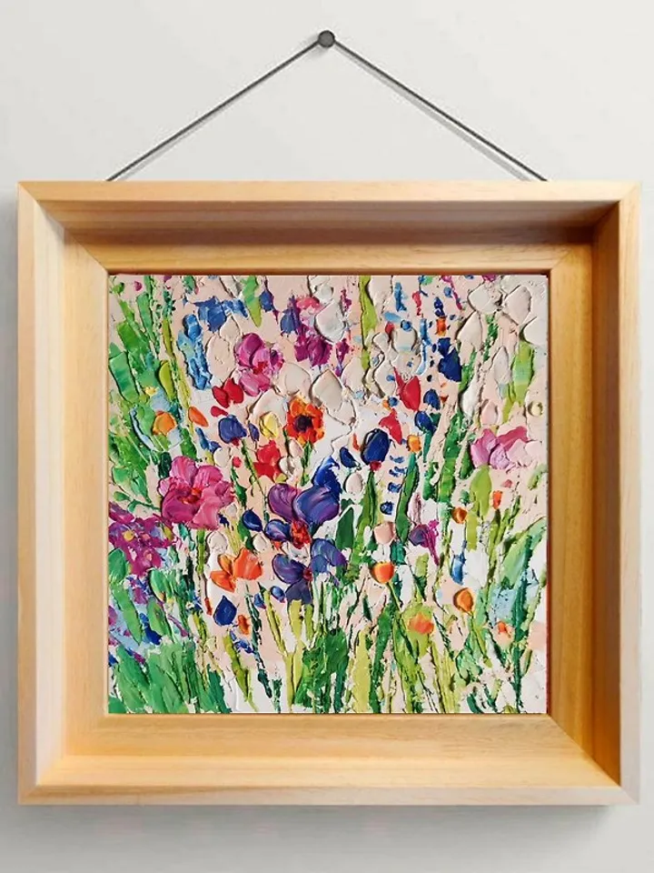 Wildflower Painting Original Art Floral Oil Painting Wall Decor Daisy Artwork