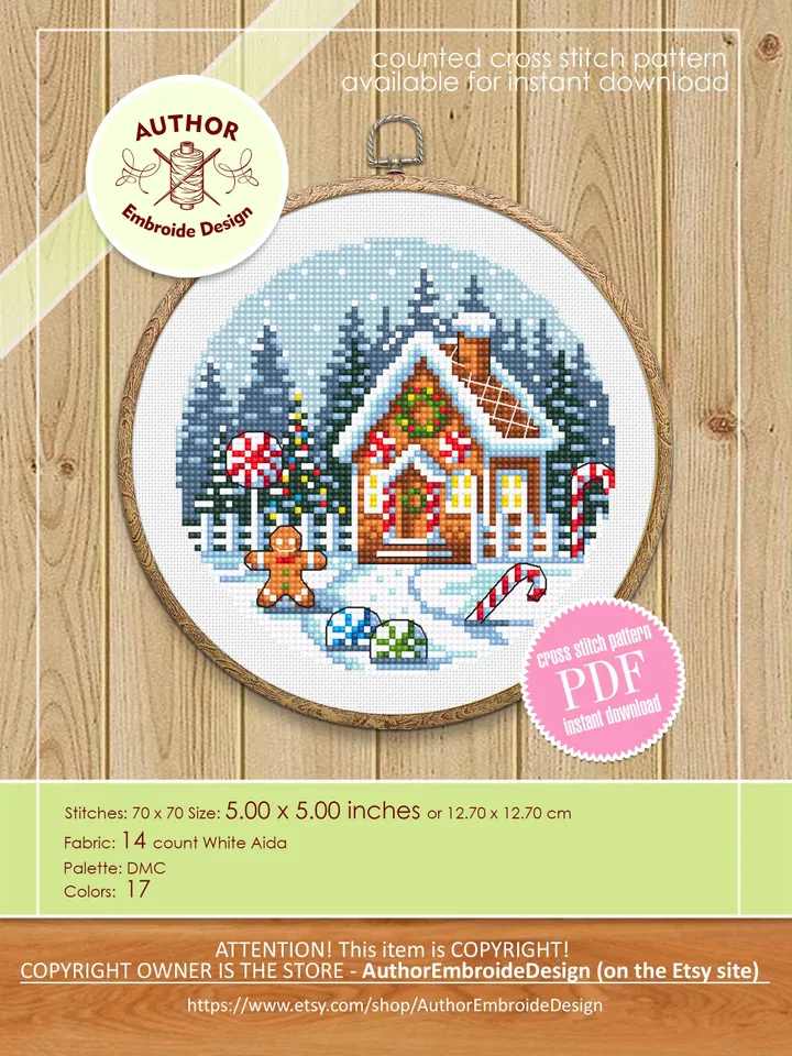 Set of 4 winter landscape cross stitch pattern PDF download Snow nature cross stitch chart Christmas pattern digital PDF Winter forest #N189