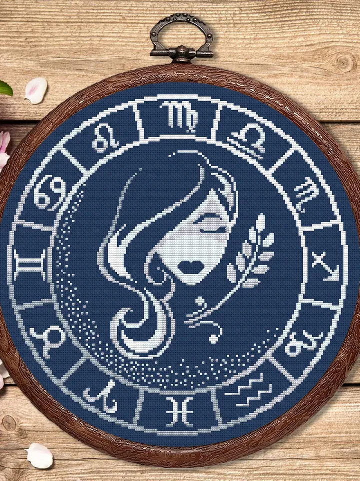 Set of 12 Zodiac Silver Cross Stitch Pattern, Aries Cross Stitch, Embroidery Zodiac, Signs of the Zodiac Pattern #zdc026