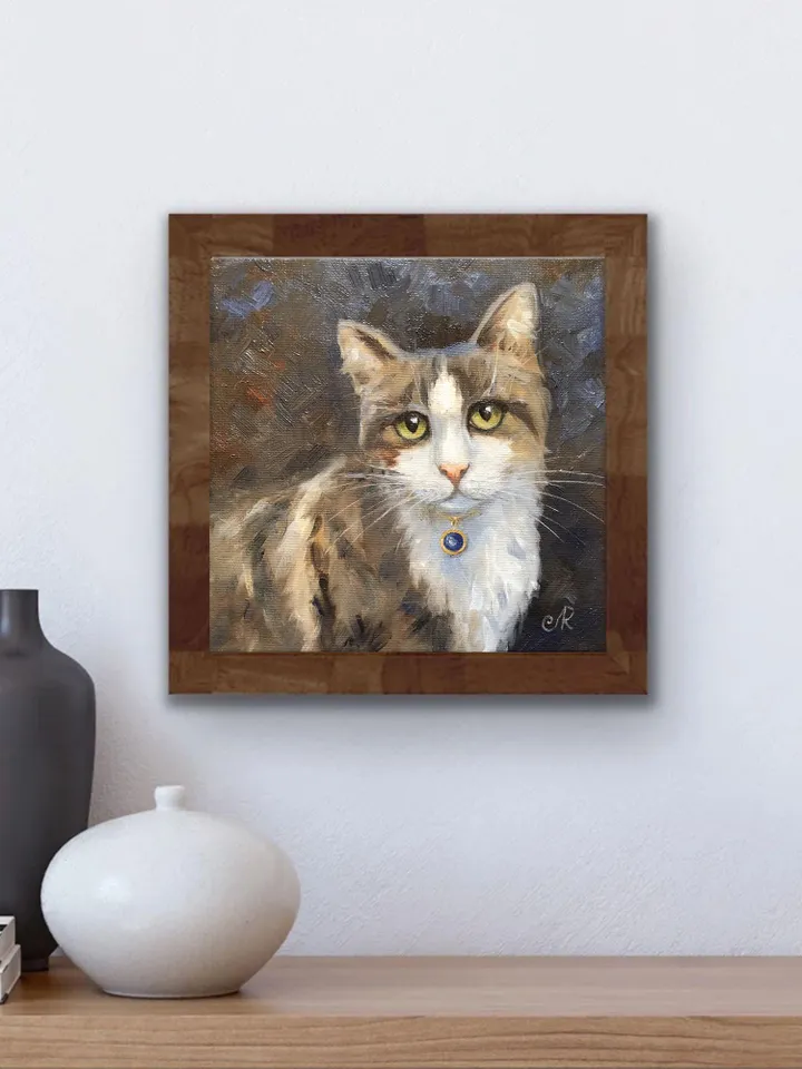 Cats Oil Painting Original Cat Portrait Animal Wall Art Pet Portrait
