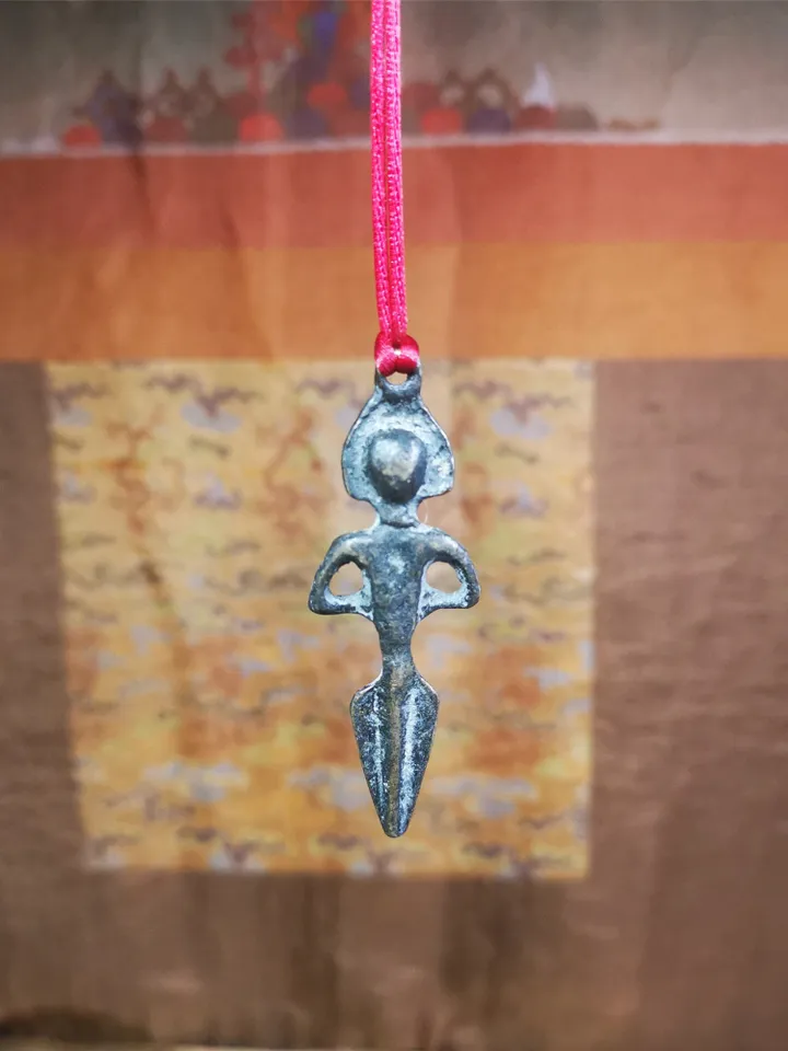 Gandhanra Antique Tibetan Amulet,Samantabhadra Phurba,Kila(Dorje Phurba) , Trantic Buddhism Ritual Implement Pendant,Made of Copper,2.6"