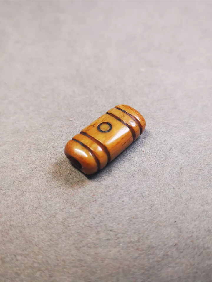 Gandhanra Yak Bone Carved Tibetan Mala Spacer Beads,2 Eyes Dzi Marker Beads for Prayer Beads Necklace Accessories,0.98" × 0.5"