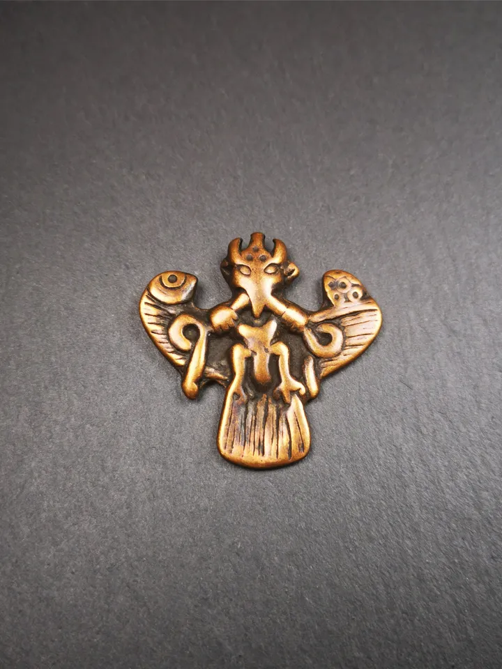 Gandhanra Antique Tibetan Buddhist Amulet Pendant - Garuda - The Golden-Winged Bird, Crafted from Brass,Size 1.57" * 1.57"