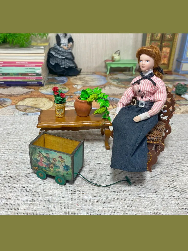 Tutorial. Doll cart. Dollhouse miniature. Accessories for the doll. Two sizes.