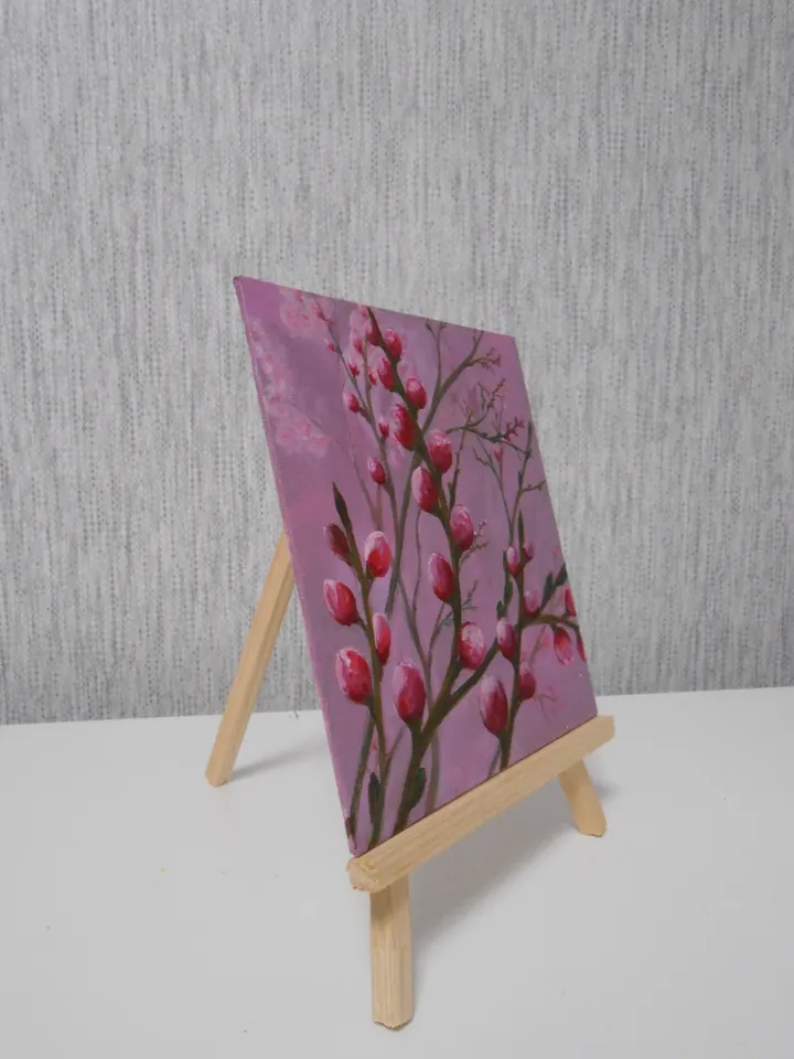 A flowering tree. Oil painting