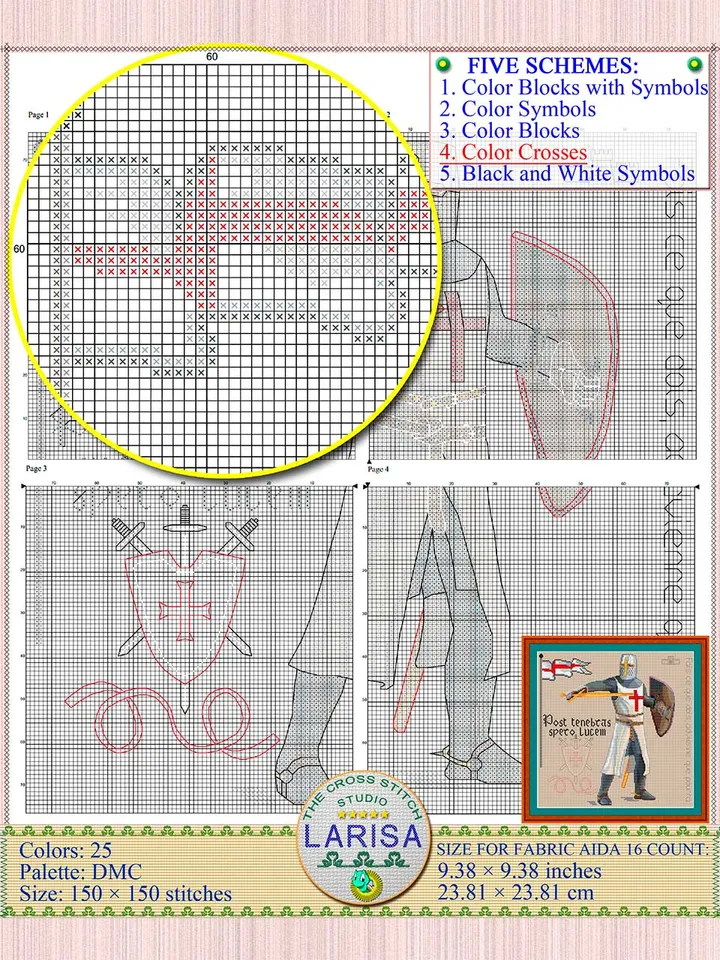Knight Cross Stitch Pattern | Crusader | Medieval Knight
