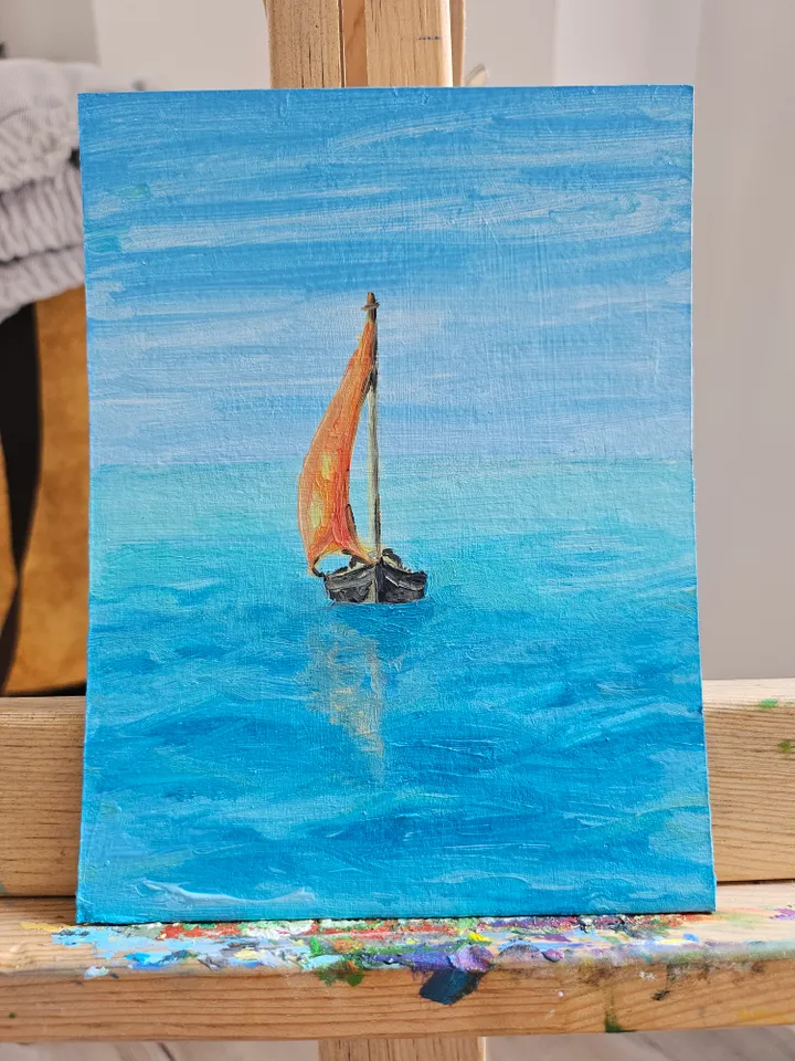 Original oil painting | 12×18 cm | Yaht
