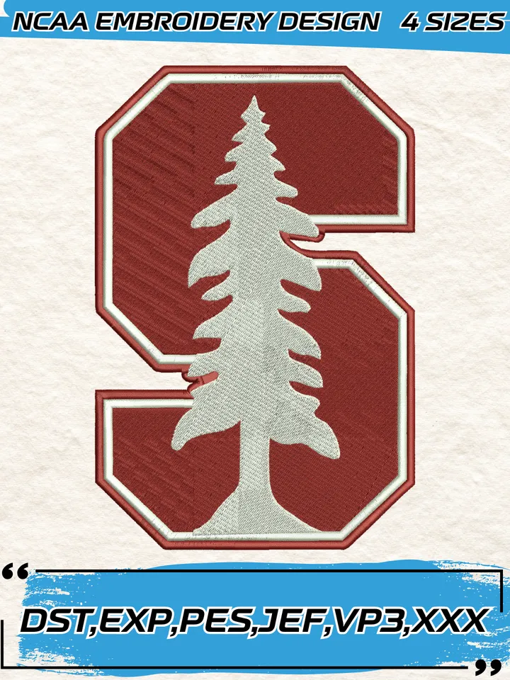 Stanford Cardinal Embroidery Designs,NCAA Logo Embroidery Design,Machine Embroidery Design File,4 Sizes, Digital Download