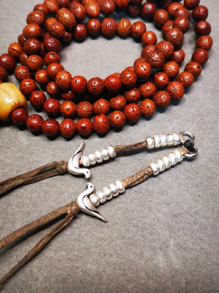 Gandhanra Handmade 5mm Silver Tibetan Buddhist Prayer Bead Counters for 8-15mm Mala,Lucky Birds Pendant