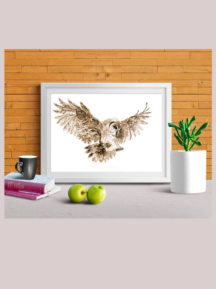 Owl Art Print, Printable Download, Sepia Watercolor Print, Wild Animal, Wall Decor, Prints Wall Art, Forest Nature Eco