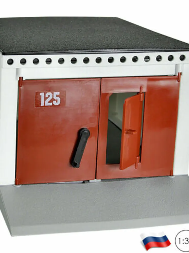 Garage Form with lifting gate for large-scale products, blue, scale 1:43, 1:36