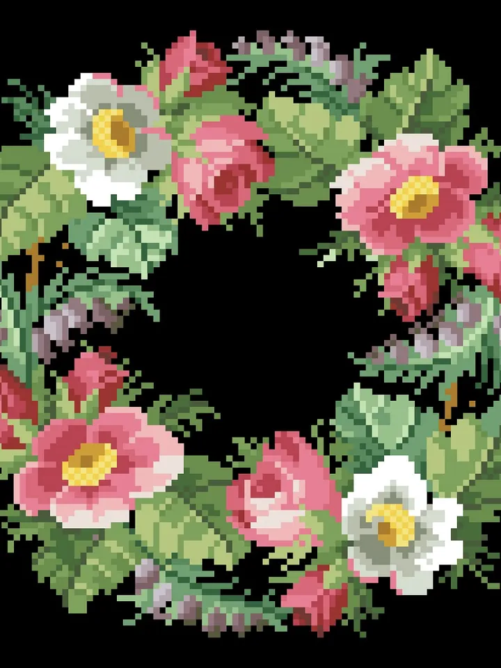Antique Cross Stitch Pattern Flower Crown Digital Download PDF