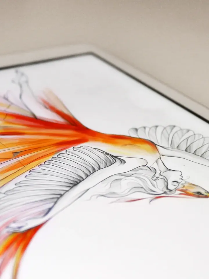 Phoenix Goddess Tattoo Design Phoenix Tattoo Idea Female Phoenix Woman Tattoo Sketch, Instant download JPG, PDF, PNG