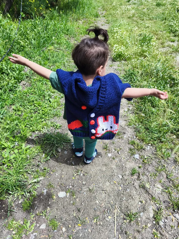 Adorable Baby Cardigan with Hand-Knitted Buttons and Cute Embroidery