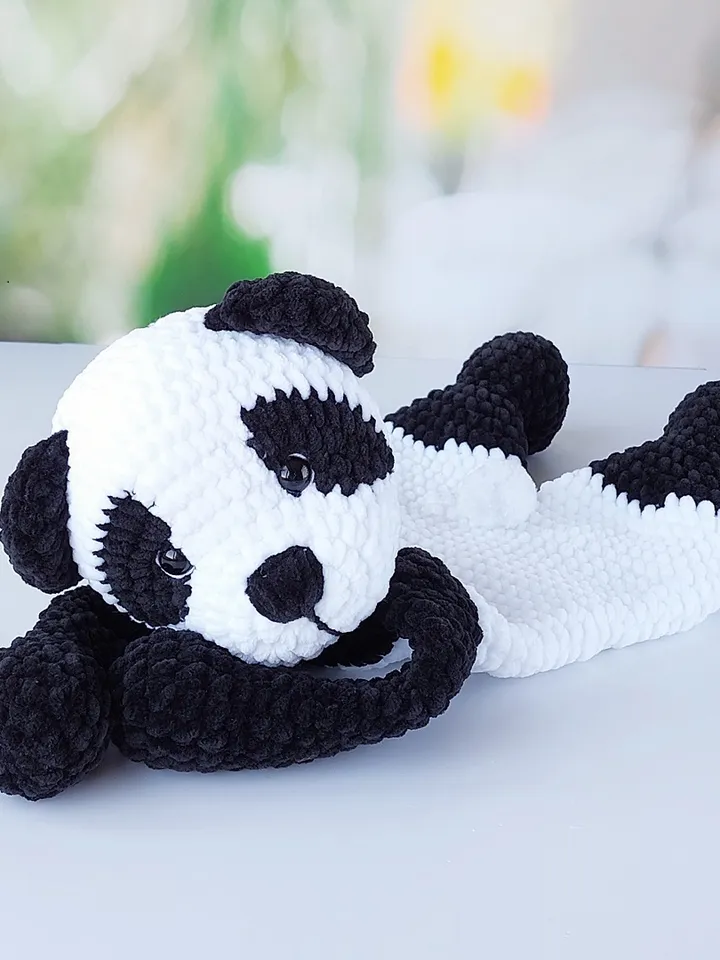 Pattern Crochet Animal Panda, Baby Panda Comforter, Crochet Snuggler Toys, Amigurumi Lovey, PDF Tutorial in English.