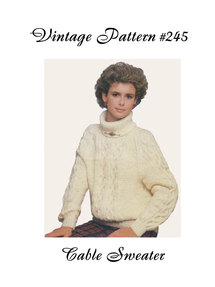 Vintage Knitting Pattern 245 Cable Sweater Pullover Women