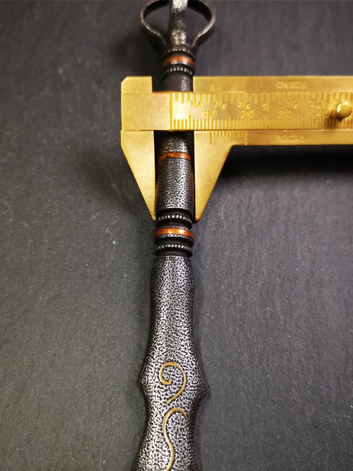 Gandhanra Handmade Tibetan Buddhist Ritual Implement - Kila -Dorje Phurba,Made of Cold Iron inlaid with Copper,5.1"