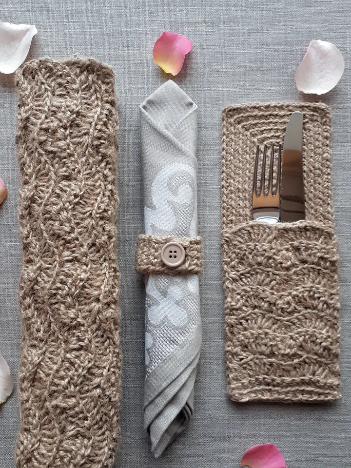 CROCHET PATTERN Table mat pattern with cutlery holder and napkin ring DIY Placemat set Kitchen crochet set pdf Vintage crochet set pattern