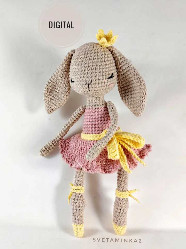 Crochet Bunny Pattern. Amigurumi Rabbit. Crochet Ballerina Doll Bunny. Digital Download. PDF.