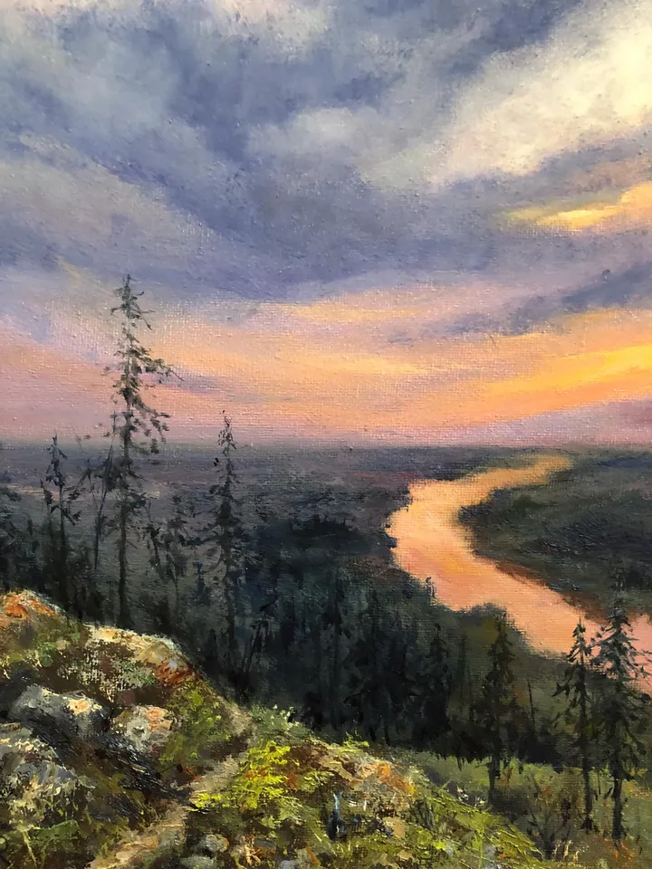 Sunset Oil Painting Original Art Sunset Landscape Painting