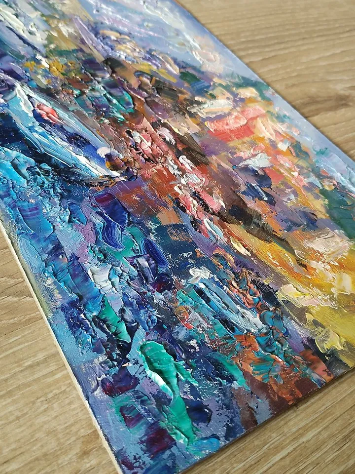 Italy Painting Landscape Original Artwork Riomaggiore Impressionism