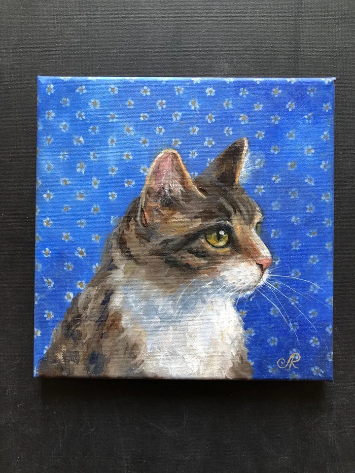 Cats Oil Painting Original Cat Portrait Animal Wall Art Pet Portrait