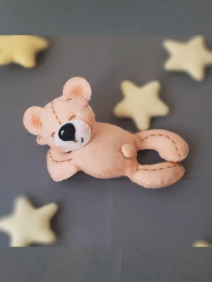 Teddy Bear Stuffed Toy , Felt sewing pattern for a sleepy mini bear