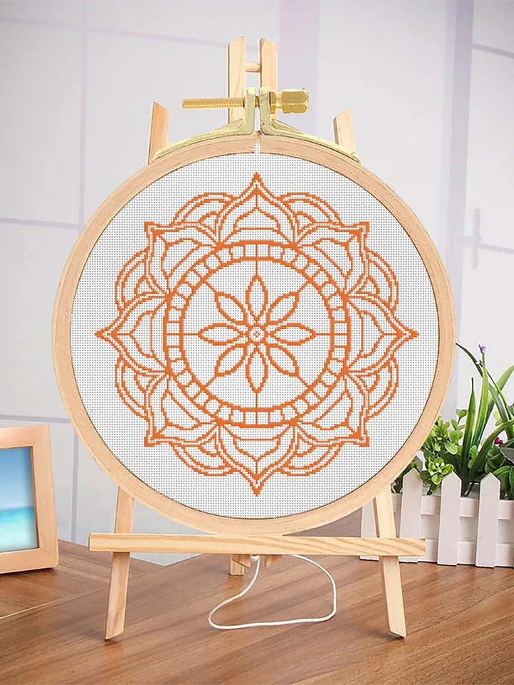 Easy mandala cross stitch pattern download PDF Flower mandala digital Monochrome cross stitch Modern cross stitch chart Home decor #M80