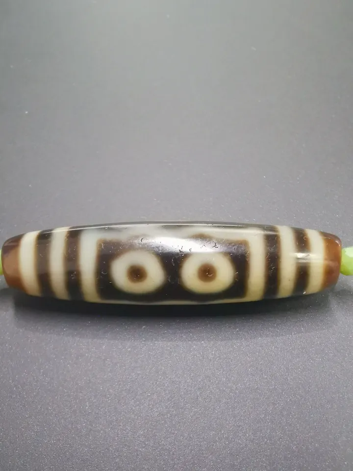 Gandhanra Antique Tibetan Dzi Bead(30 Years Old),Unique 5 Eyed Zee Bead,Protective Amulet Bead,Attract Wealth and Good Luck