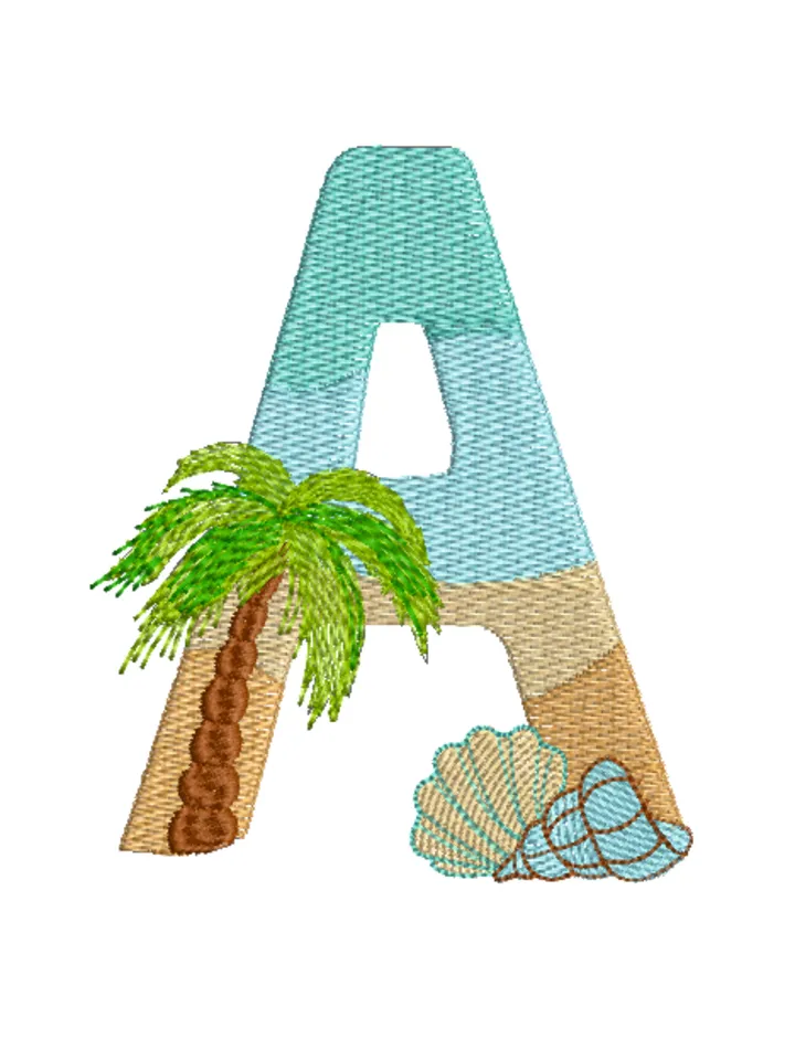 Tropical embroidery font A embroidery design